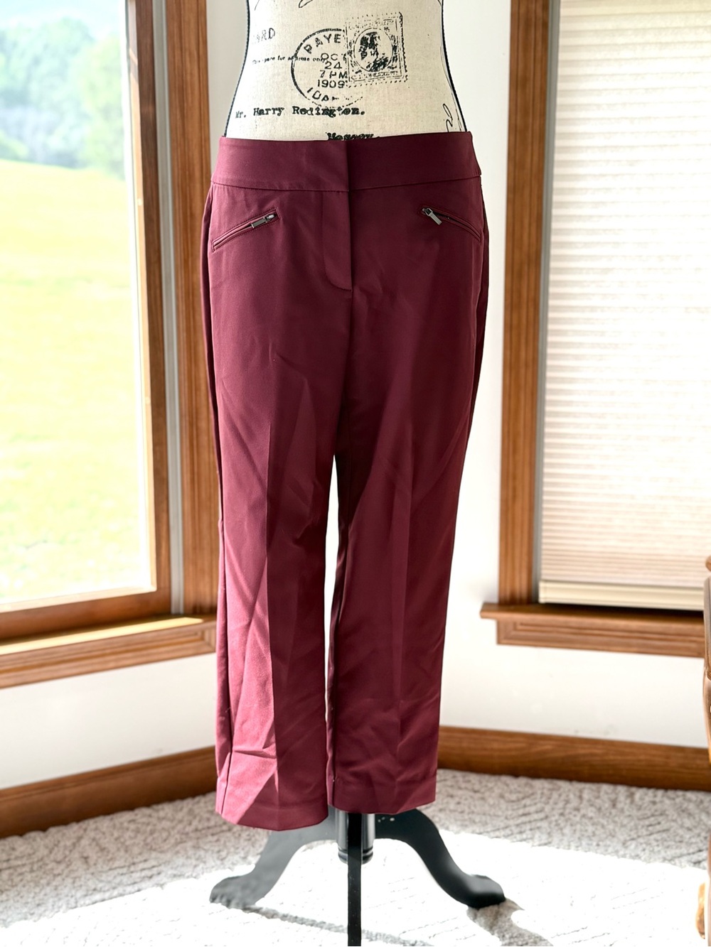 Ann Taylor Burgundy Cropped Ponte Pants